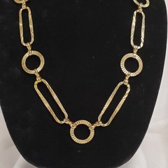 Vintage Korea G&S Gold Tone Statement Necklace Adjustable 27 To 42 inch Length