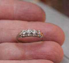 Vintage Jabel 18K White Gold 4 Diamond ring sz 7.3