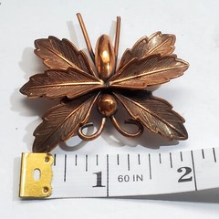 Vintage Copper Tone Metal Textured and Shiny Butterfly Bug Insect Brooch Pin