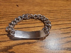 Vintage Nickel Silver ID Bracelet Curb Chain 8.5” Chunky Link