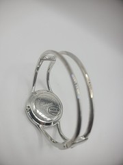 Vintage Geneva Platinum Wristwatch Silver Tone Bracelet Bangle Jewelry Costume