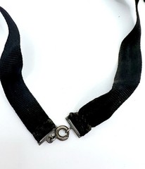 Victorian Sterling Silver Black Silk Ribbon Sautoir Necklace Antique Jewelry