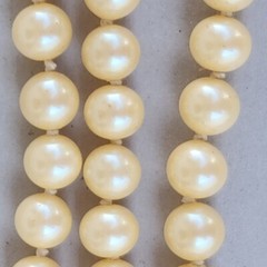 Faux Pearl Necklace Vtg Peach Beaded 8mm Knotted Dubarry Flower Clip 55″