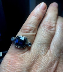 Victorian 3.00 Ct Natural Sapphire Rose Cut Diamond 18 Kt/Silver ring