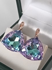 Vintage 1990-s 14 Ct Rolled Gold Large Topaz Zircons Earrings-Hallmarked 585 RG