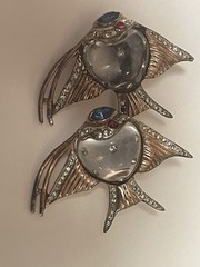 Coro Duette 1940s Vermeil Sterling Jelly Belly Angel Fish Brooch