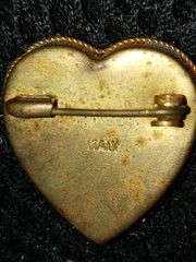 Vintage Italian Micro MOSIAC Floral Heart Shaped Brooch Pin