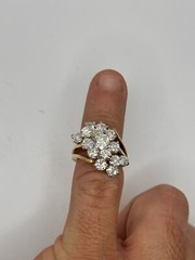 Stunning 1970 Vintage Estate 18k Gold 3.50ct Diamond Cluster Cocktail Ring