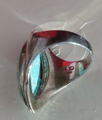#8 Turquoise Sterling Marquise Shape Ring Size 8