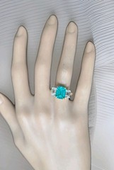 Vintage 14K Yellow Gold Engagement Ring 5.16CT. Blue Tourmaline Emerald Shape