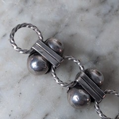 Taxco 980 Silver Mexico Bracelet Link Double Ball Old Pawn Jewelry Los Cocos 36g