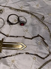Vintage Costume Jewelry Lot Estate Chain Rings Tarnished As Is Untested Unmarked