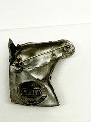 Vtg 1990 Elios Horse Brooch pin Silver Plated Pewter signed Figural Equestrian