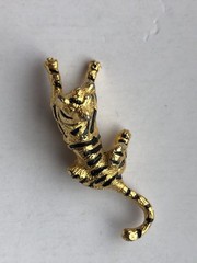 Vintage Gold Tiger With Jewels Brooch 4.5 cm