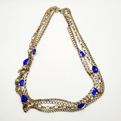 Maximalist Waterfall Gold Tone Multi Chain Beaded Station Vintage Necklace Korea