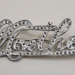 Vtg Marcasite Monogram Mother’s Day Brooch Mom Silver Tone Estate Pin Read
