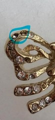 Authentic CELINE Paris Gold Tone Bow Crystal Pendant Necklace 26 in.