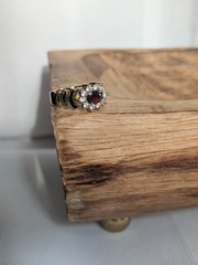 Vintage Costume Faux Gold Ruby Diamond Ring Size 10