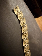 Vintage Crown Trifari Gold Tone Faux Pearls & Missing Rhinestones Bracelet 7″