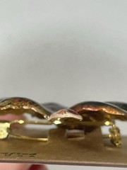 Guilded Leaf Brooch Pin Handcrafted USA Enamel Autumn Maple Leaf New On Card