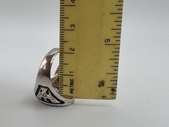 Vintage 925 Sterling Silver Abalone Turquoise Rainbow Inlay Ring Sz 9 9.3g