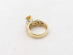 Scott Kay $12,000 5ct Natural Yellow Sapphire Diamond 19k Yellow Gold Ring SET