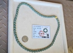 Certified Burma Grade A Jadeite Blue Lake Green Bead Necklace 9mm
