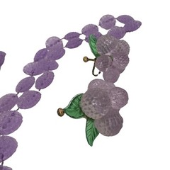 VINTAGE ~ PLASTIC FROSTED LUCITE ~ GRAPES FRUIT SCREW EARRINGS & NECKLACE