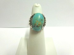 vintage turquoise sterling silver ring sz 5.50 wgt 6.5 grams lg sz stone