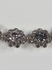 Pink & Gray Rhinestone Choker Necklace Silver Tone Dark Romance Jewelry