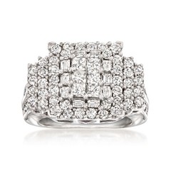 Vintage 3.00 ct. t.w. Diamond Cluster Ring in 14kt White Gold. Size 5.5
