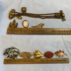 Vtg Brooch Lot Karu Jonette Avon Enamel Rhinestone Scatter Pins Costume Jewelry