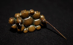 Small Vintage Bronze Soviet Brooch with stones pin Made in ussr 35*25 mm
