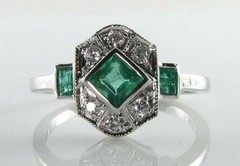 Natural Emerald 2.30 Ct Art Deco Vintage Wedding Ring 925 Sterling Silver