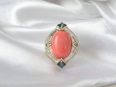 Gems en Vogue Michael Valitutti Sterling Silver 925 Pink Coral Statement Ring 10
