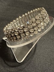 Airflex Silver-tone Expandable White Rhinestone Bracelet, Made In the USA