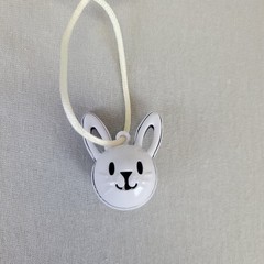 Bunny Rabbit EASTER RATTLE/BELL NECKLACE on Cord Vintage