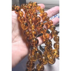 Vintage Baltic Amber Double Strand Necklace Cognac Amber Bead Statement 97g 21in