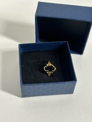 Vintage Black Cubic Zirconia Ring Gold Plated Womens Size 6.5