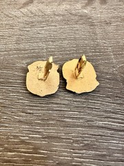 Vintage Gold Tone Crest Cufflinks Black Enamel Shield Lion Coat of Arms