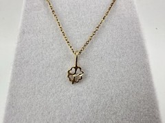 VTG 14k Yellow Gold Solid 4 Leaf Clover Heart Charm Pendant Signed Tiny Read