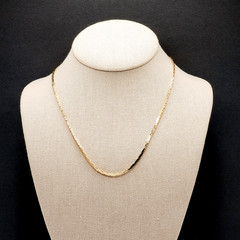Classic Cobra or Snake Chain Bright Shiny Gold Tone Vintage 90s Necklace 18 Inch