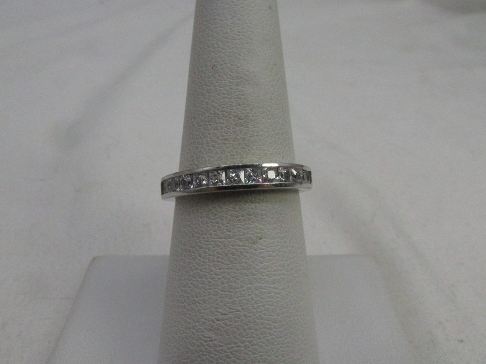 Sterling Silver Cubic Zirconia Half Eternity Channel Style Ring Sz 7.25 #153