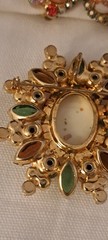 Juliana D & E Easter Egg Cabochon Rhinestone Brooch & Earrings Vintage Demi Set