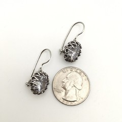 Vintage Sterling Silver Fancy Bezel 14mm CZ Dangle Earrings Marked 925 9g #68