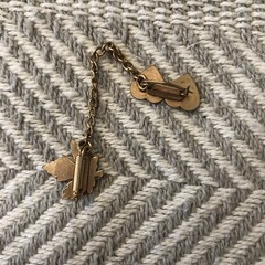 Vintage Chained Collar Tie Pins Maple Leaf Double Heart EUC