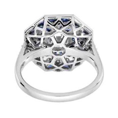 3Ct Art Deco Style Lab Created Diamond & Sapphire Floral 14K White Gold FN Ring
