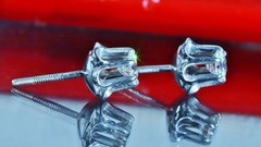 14k white gold earrings 0.50ct natural diamond screwback flower stud 1.95g N3762