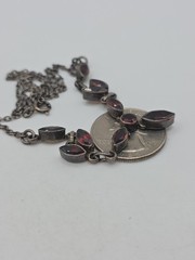 Vintage Sterling Silver 925 Garnet Collar Necklace 16″ 9.5g