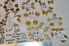 HUGE Lot #66 Vtg Miriam Haskell Small Med Flower Brass silver Gold Gilt Findings